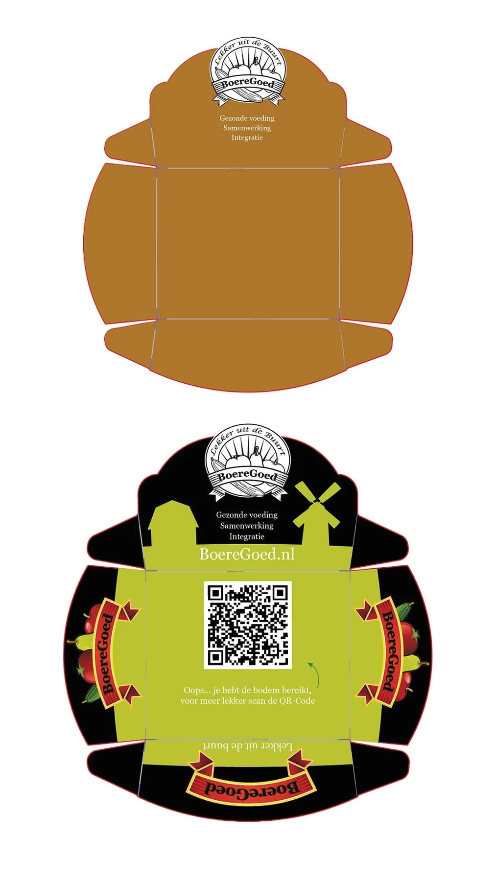 Ontwerp van een uitvouwbaar bakje voor BoereGoed